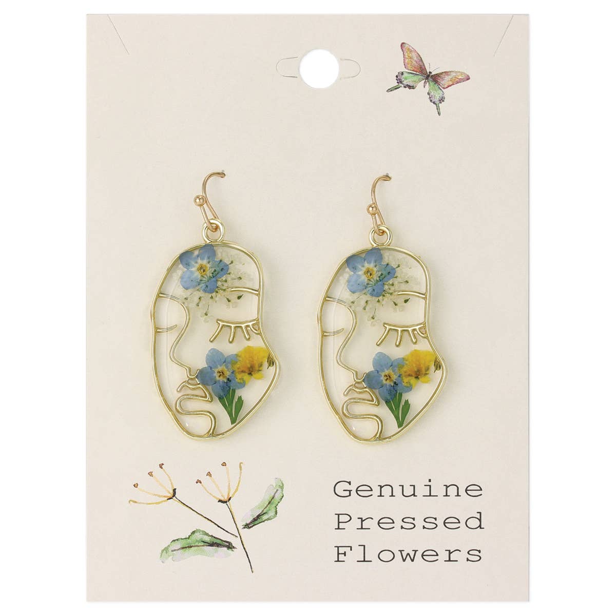 Charming Gold Flower Face Earrings