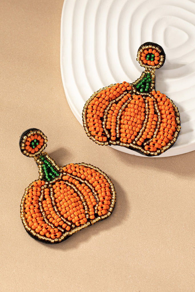 Pumpkin Seed Bead Statement Earrings