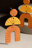 Layered Wooden Arch Dangle Drop Earrings