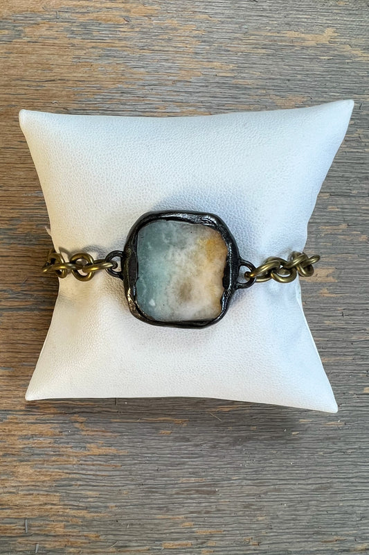 Amazonite Brass Bracelet