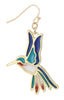 Stained Glass Gold Hummingbird Earrings