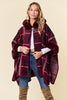 Faux Fur Coat w/ Plaid Jacquard