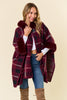 Faux Fur Coat w/ Plaid Jacquard