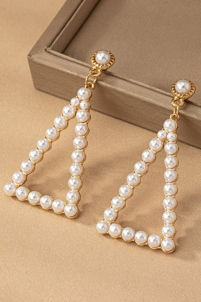 Pearl Triangle Drop Earrings