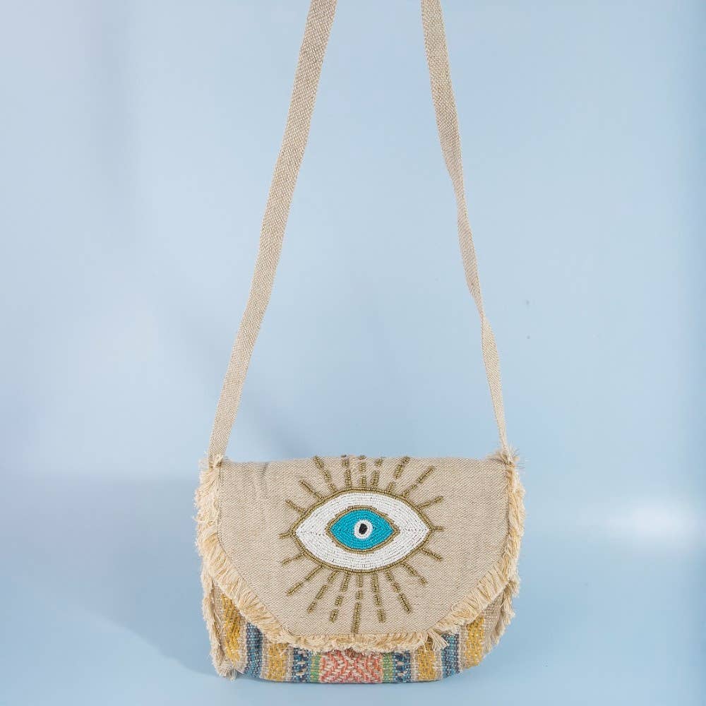 Evil Eye Beaded Crossbody Bag