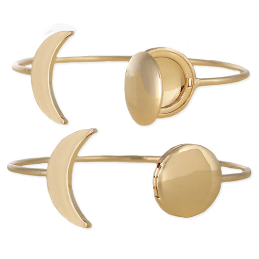 Gold Moon Locket Cuff Bracelet