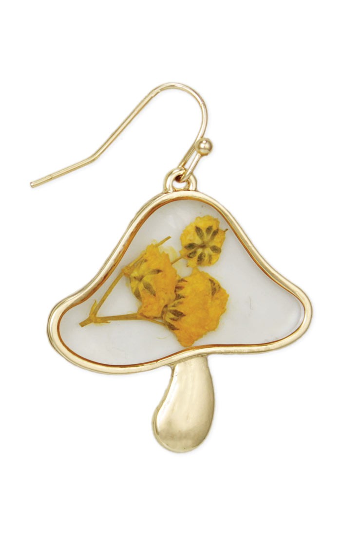 Vintage Toadstool Dried Flower Earrings