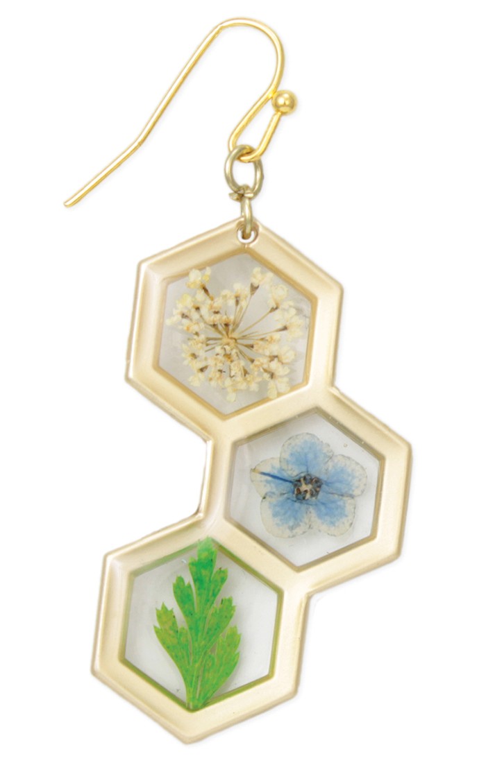 Honey Comb Dried Flower Earrings