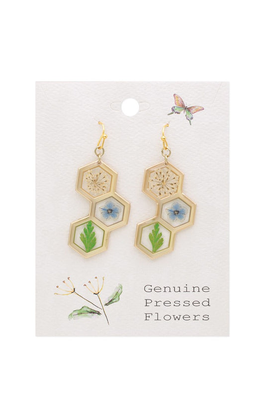 Honey Comb Dried Flower Earrings
