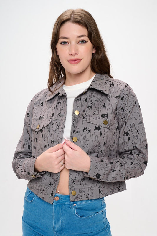 Cat Denim Jacket