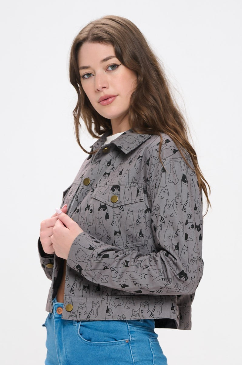 Cat Denim Jacket