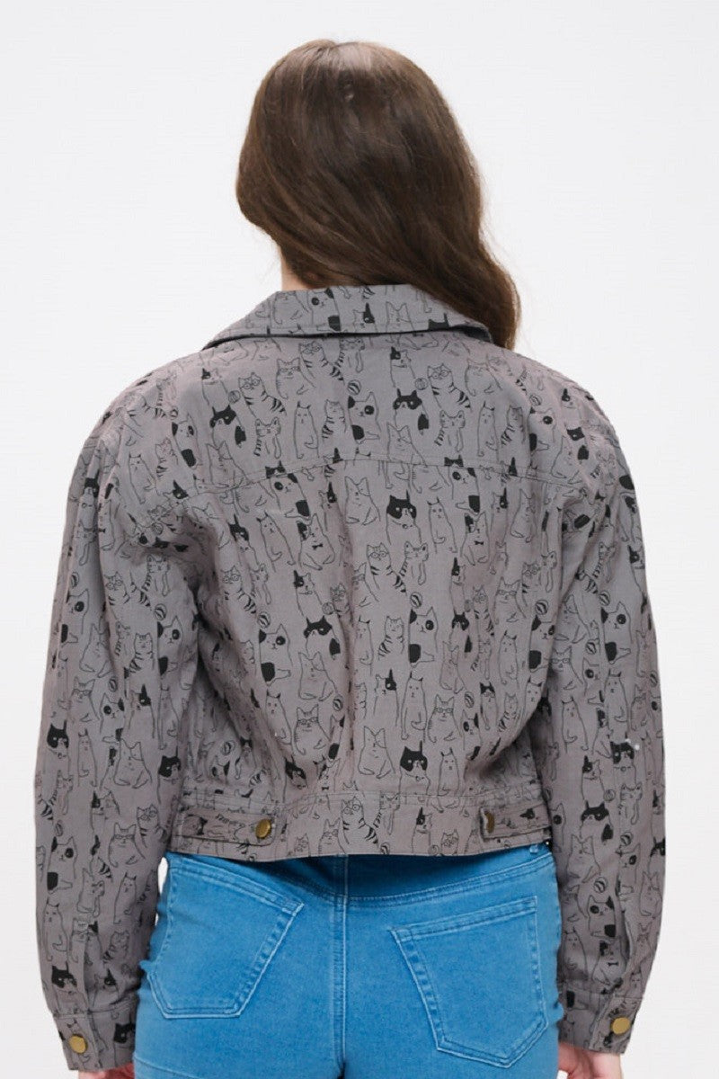 Cat Denim Jacket