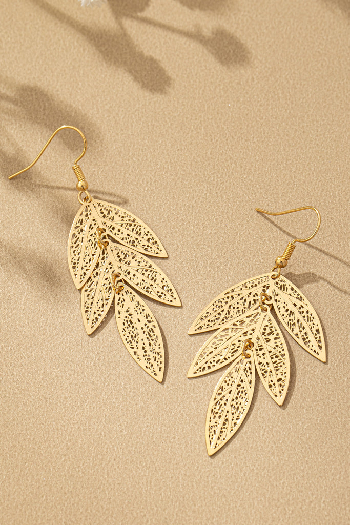 Delicate Brass Leaf Earrings