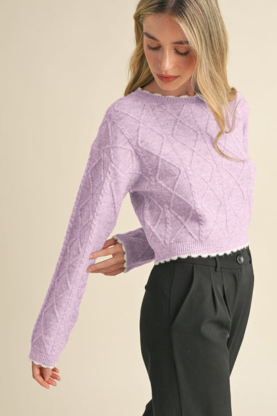 Soft Lilac Cable Knit Sweater