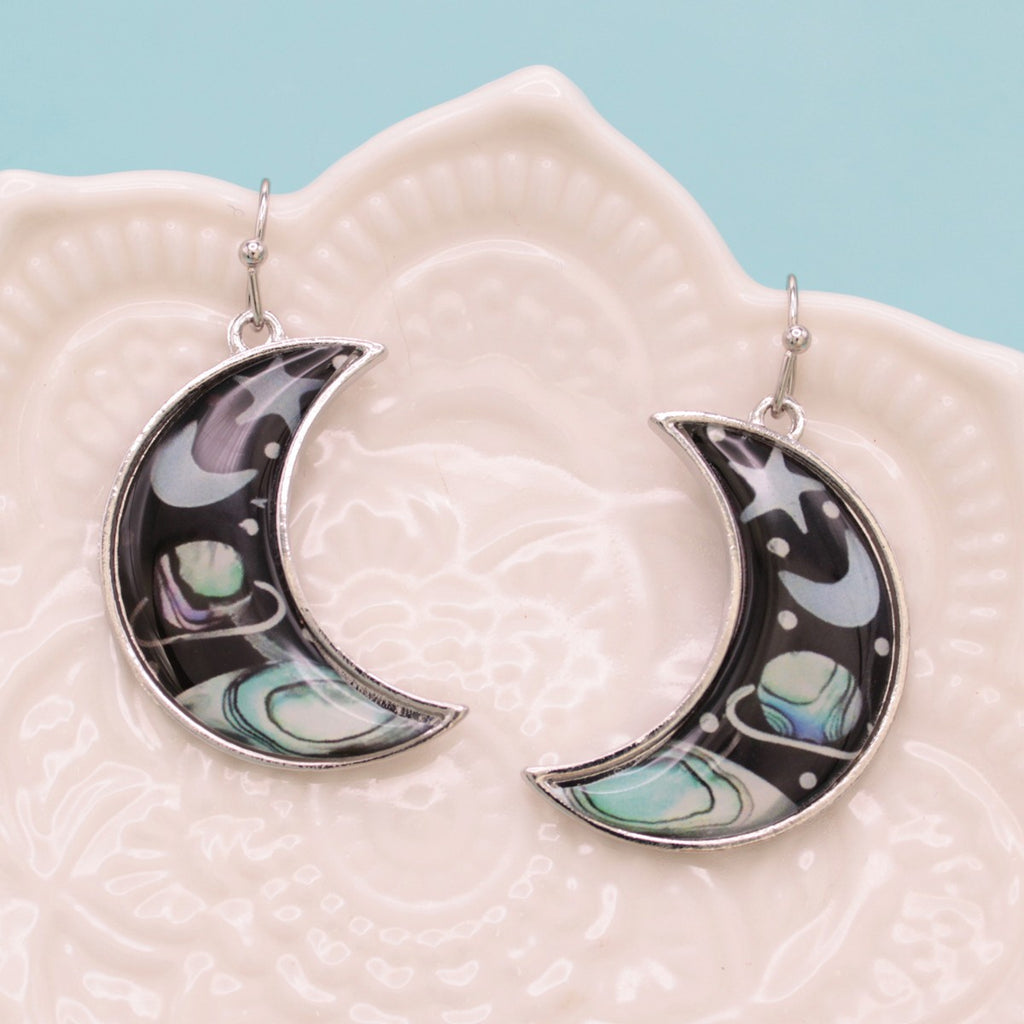 Celestial Sky Crescent Universe Earrings