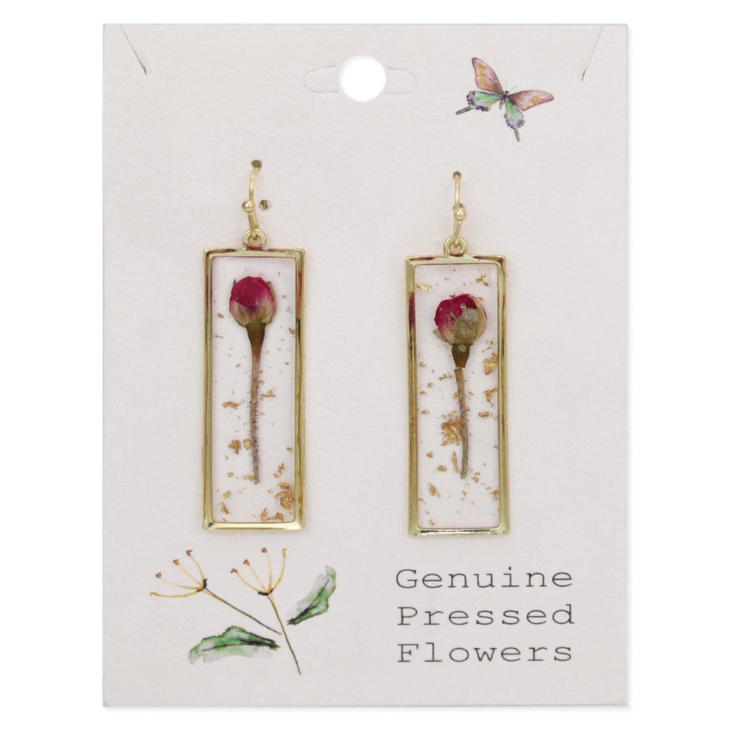 Sweet Red Flower Dried Flower Earrings