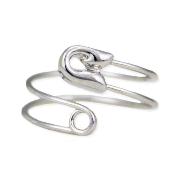 Silver Safety Pin Wrap Ring