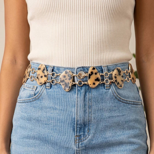 Marbled Tortoise Stone Chain Belt