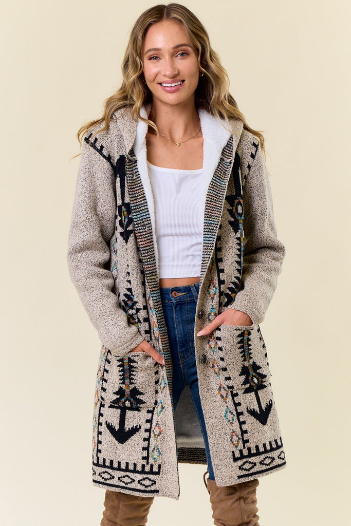 Sherpa Lined Hooded Cardigan