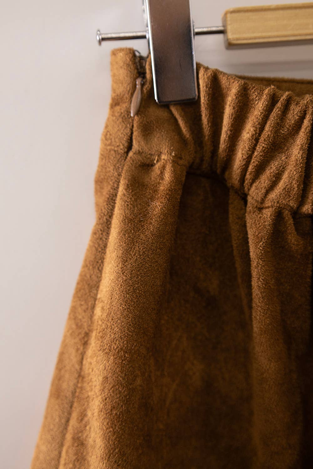 Faux Suede Tiered Midi Skirt