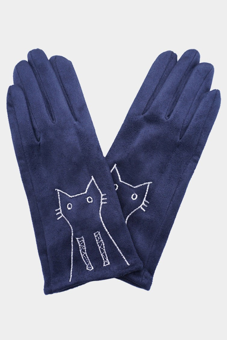 Embroidery Cat Smart Touch Gloves