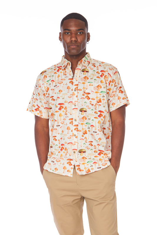 Men's S/S Button Up Mushroom Shirt