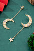 Crescent Moon Star Drop Earrings