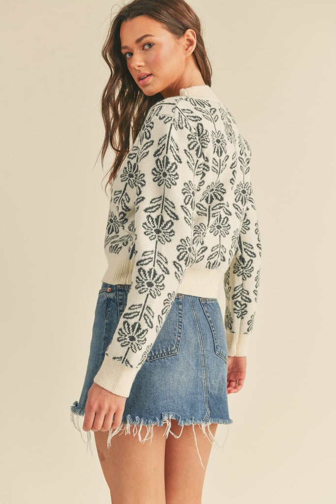 Floral Knit Pattern Sweater