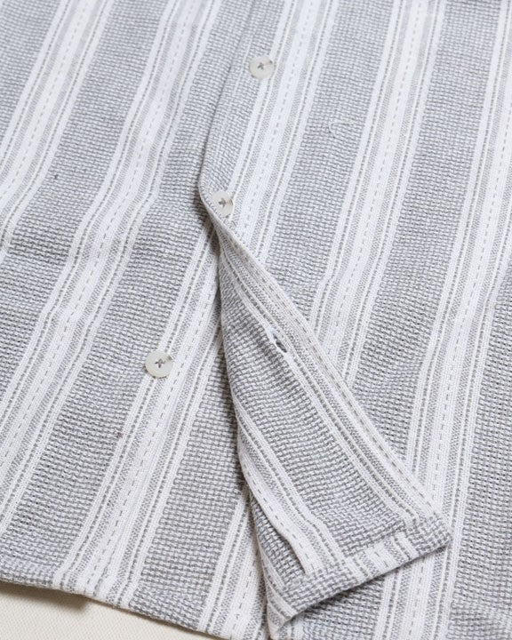 Textured S/S Grey Button Down