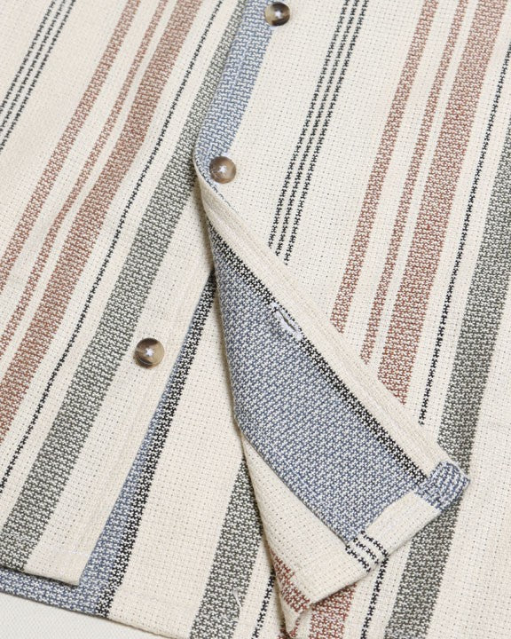 Textured S/S Blue Button Down