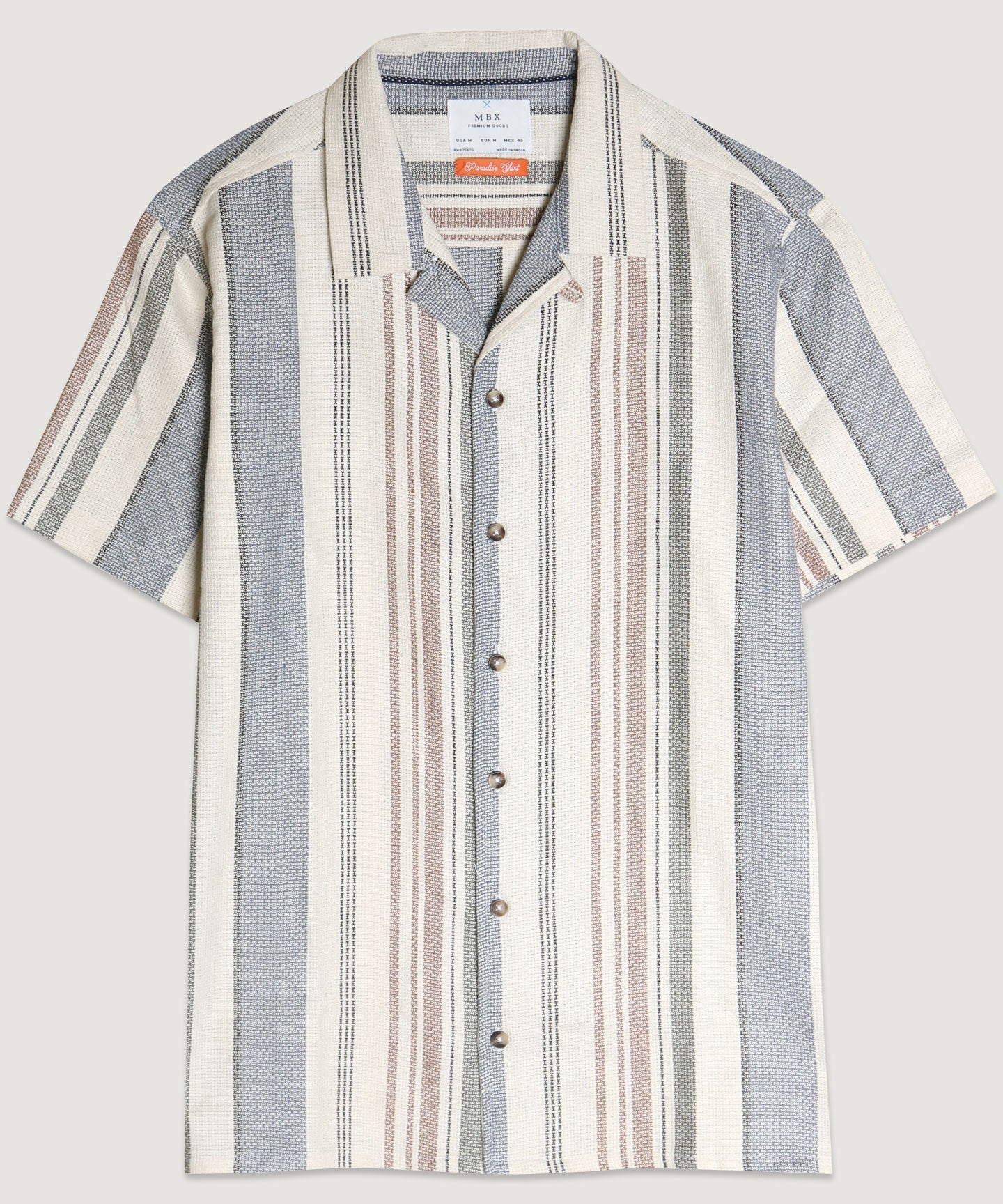 Textured S/S Blue Button Down