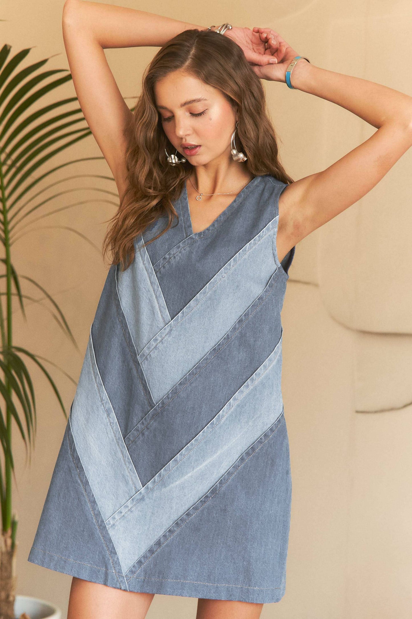Colorblock Denim Dress