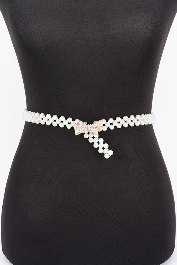 Rhinestone & Pearl Stretch Belt