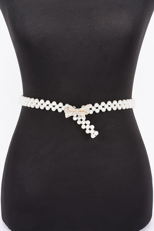 Rhinestone & Pearl Stretch Belt