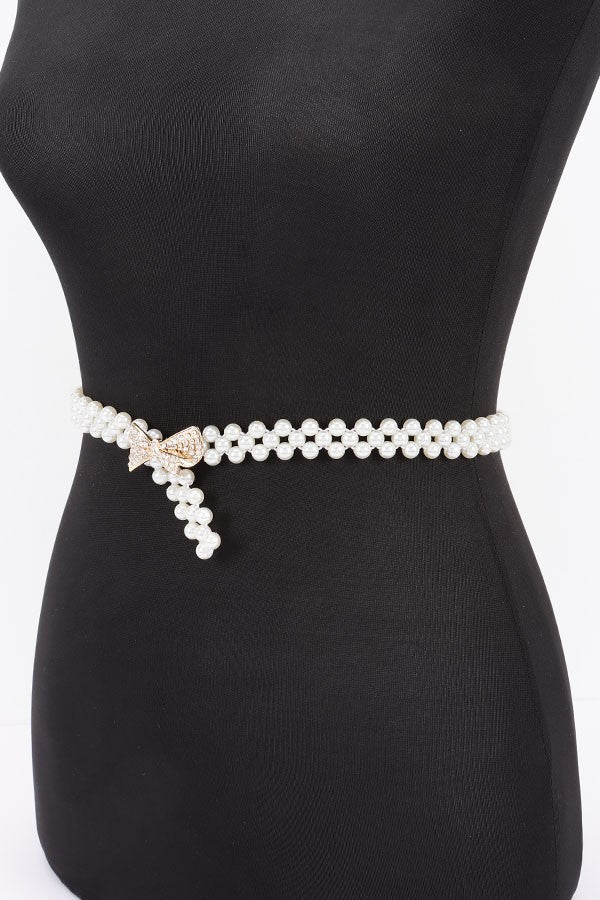 Rhinestone & Pearl Stretch Belt