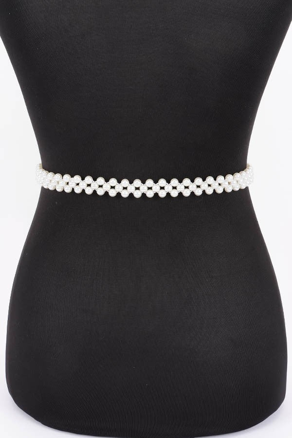 Rhinestone & Pearl Stretch Belt