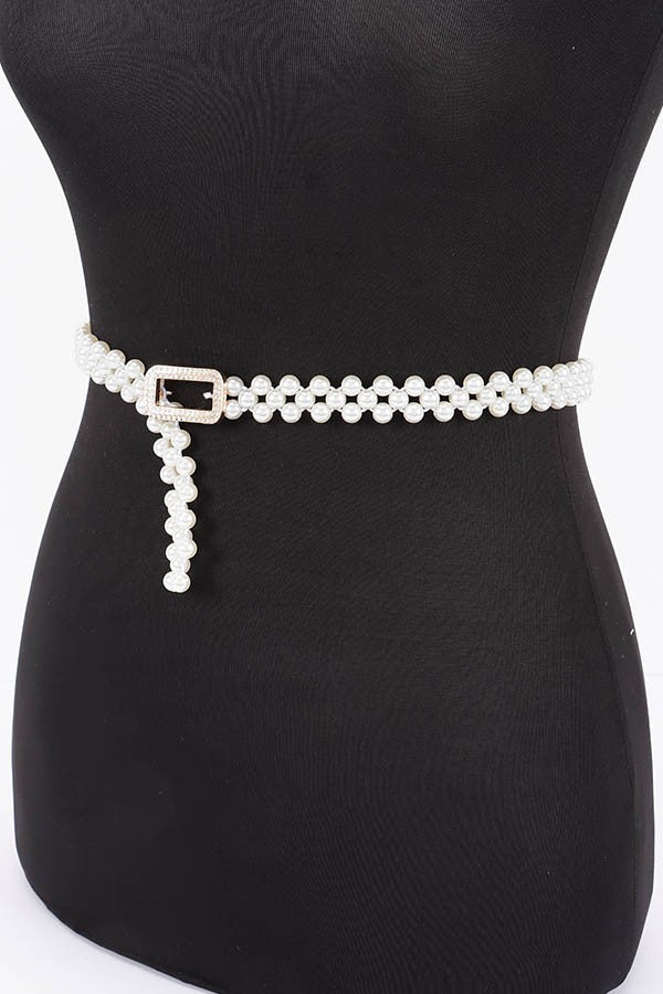 Rhinestone & Pearl Stretch Belt