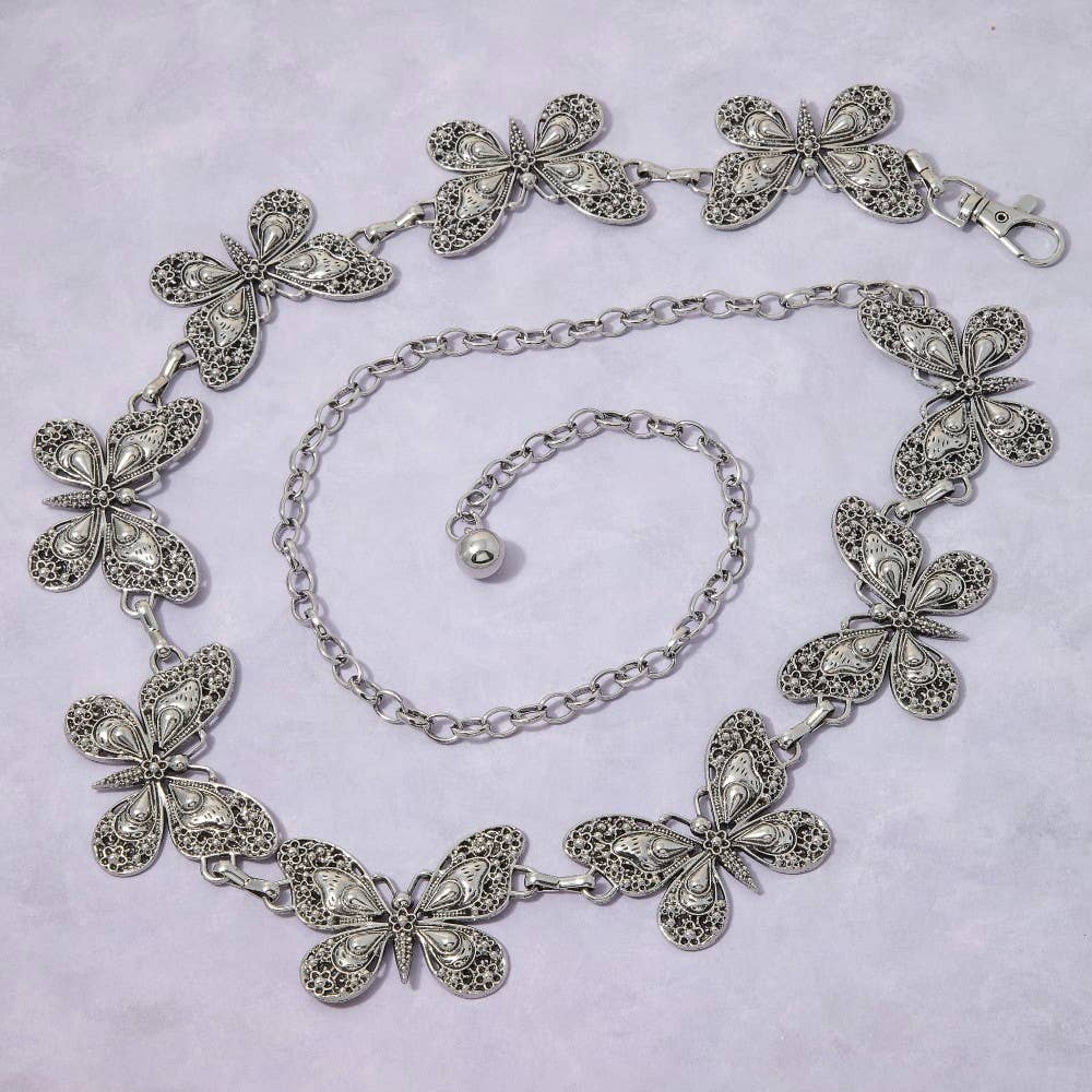 Antique Filigree Butterfly Chain Belt