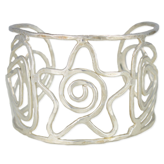 Cosmic Stars Silver Cuff Bracelet