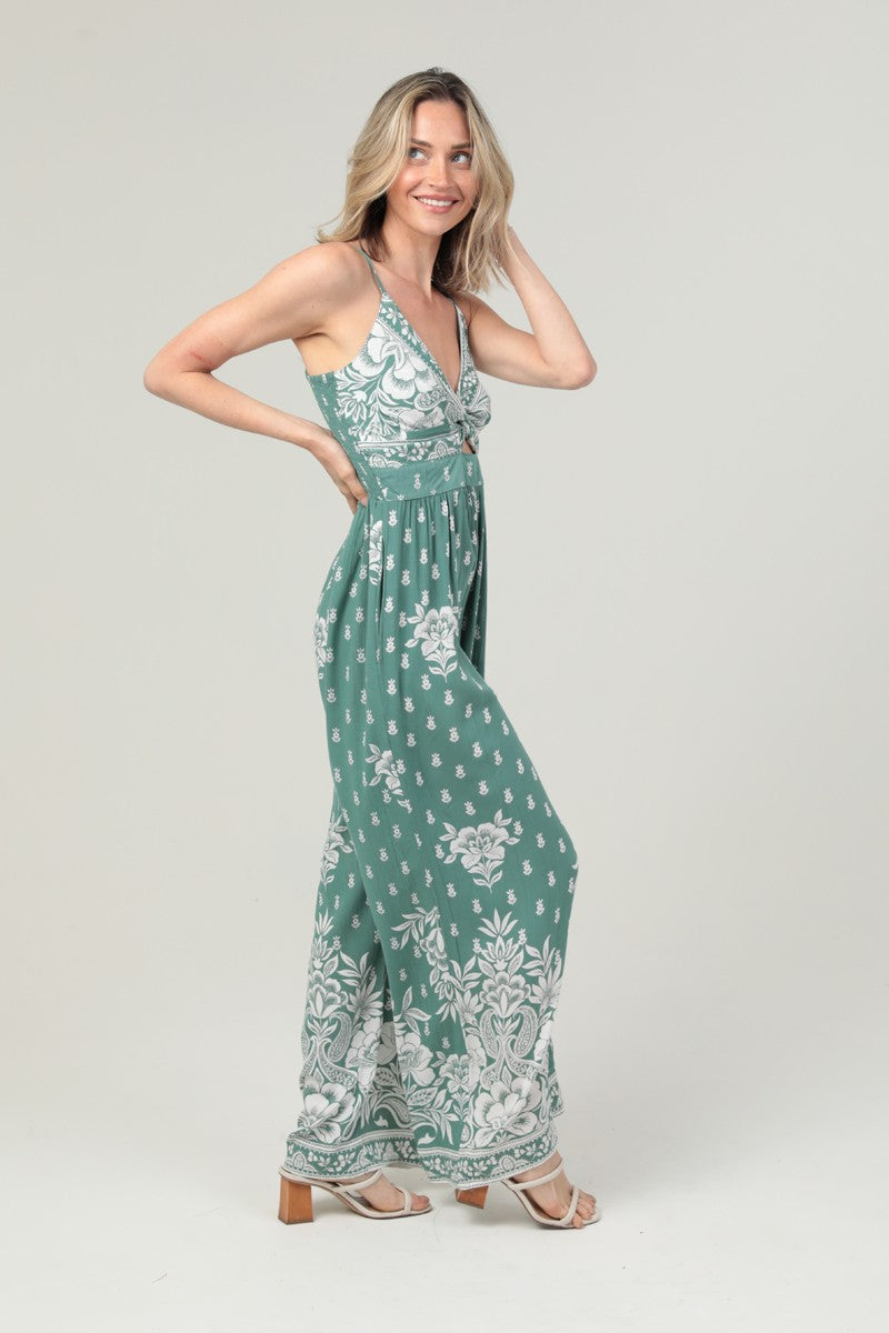Twist Front Cut Out Wide Leg Jumpsuit