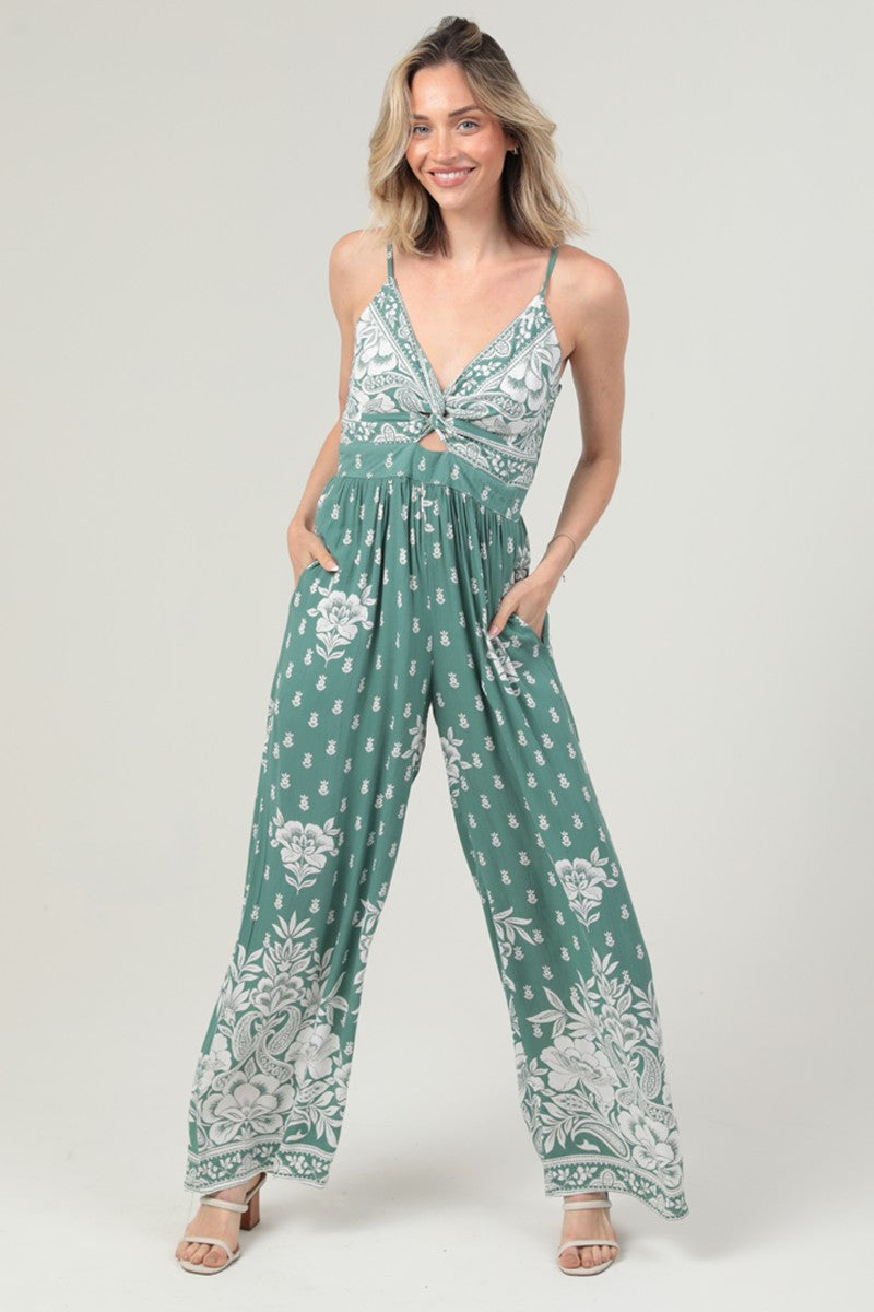 Twist Front Cut Out Wide Leg Jumpsuit
