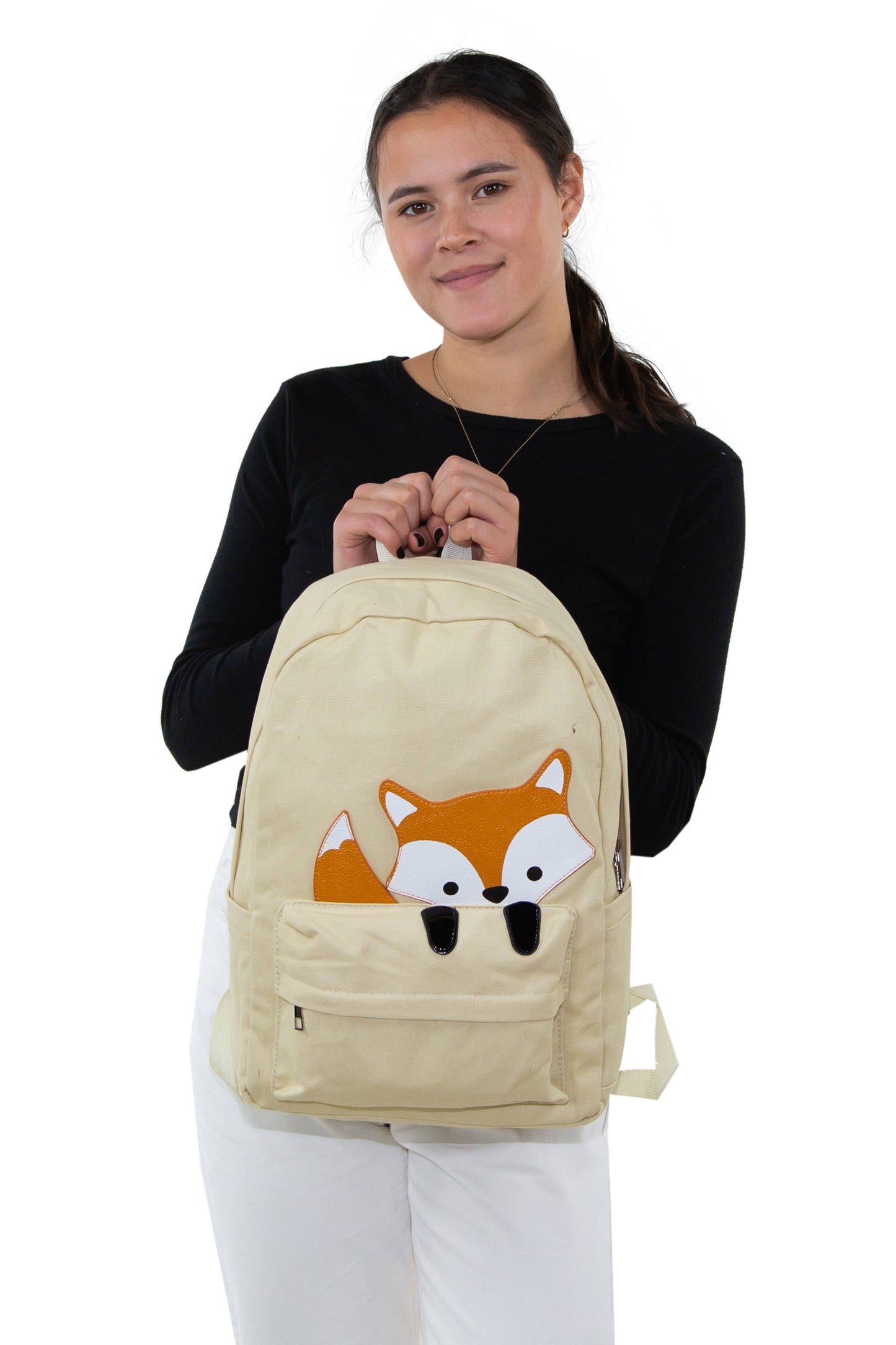 Peeking Baby Fox Canvas Backpack