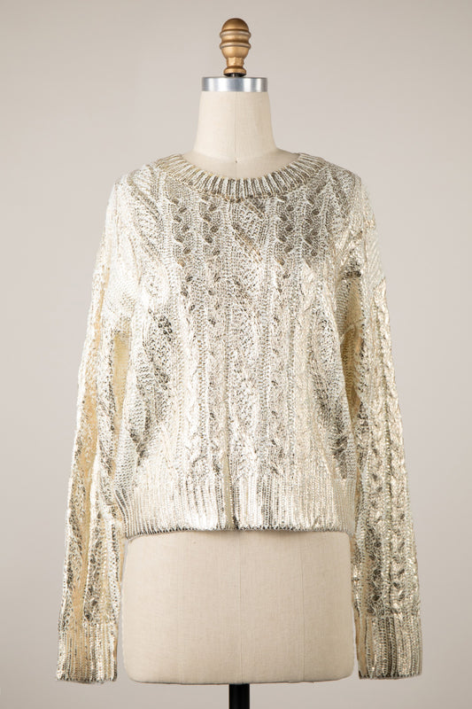 Metallic Knit Sweater Top