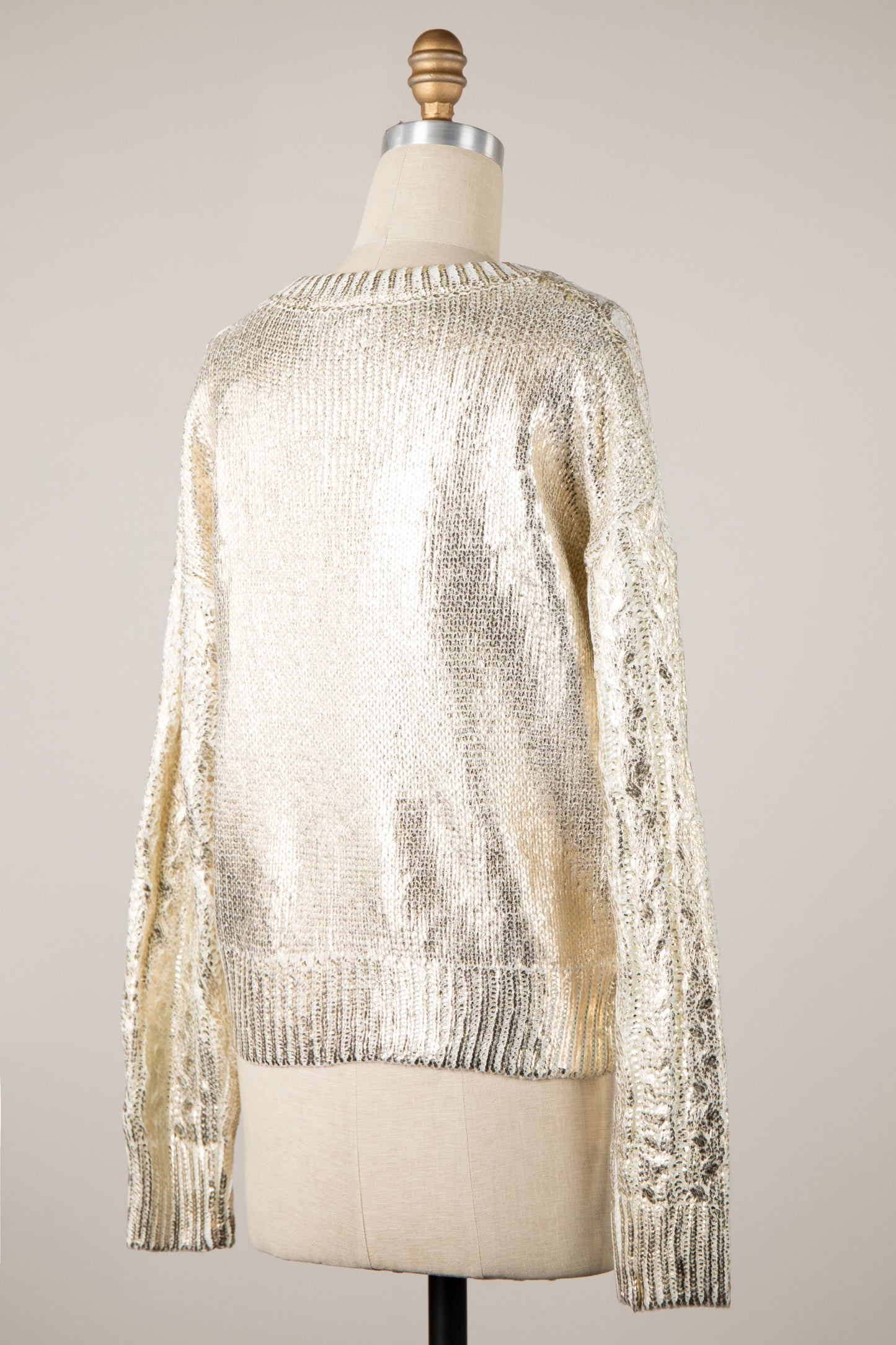 Metallic Knit Sweater Top