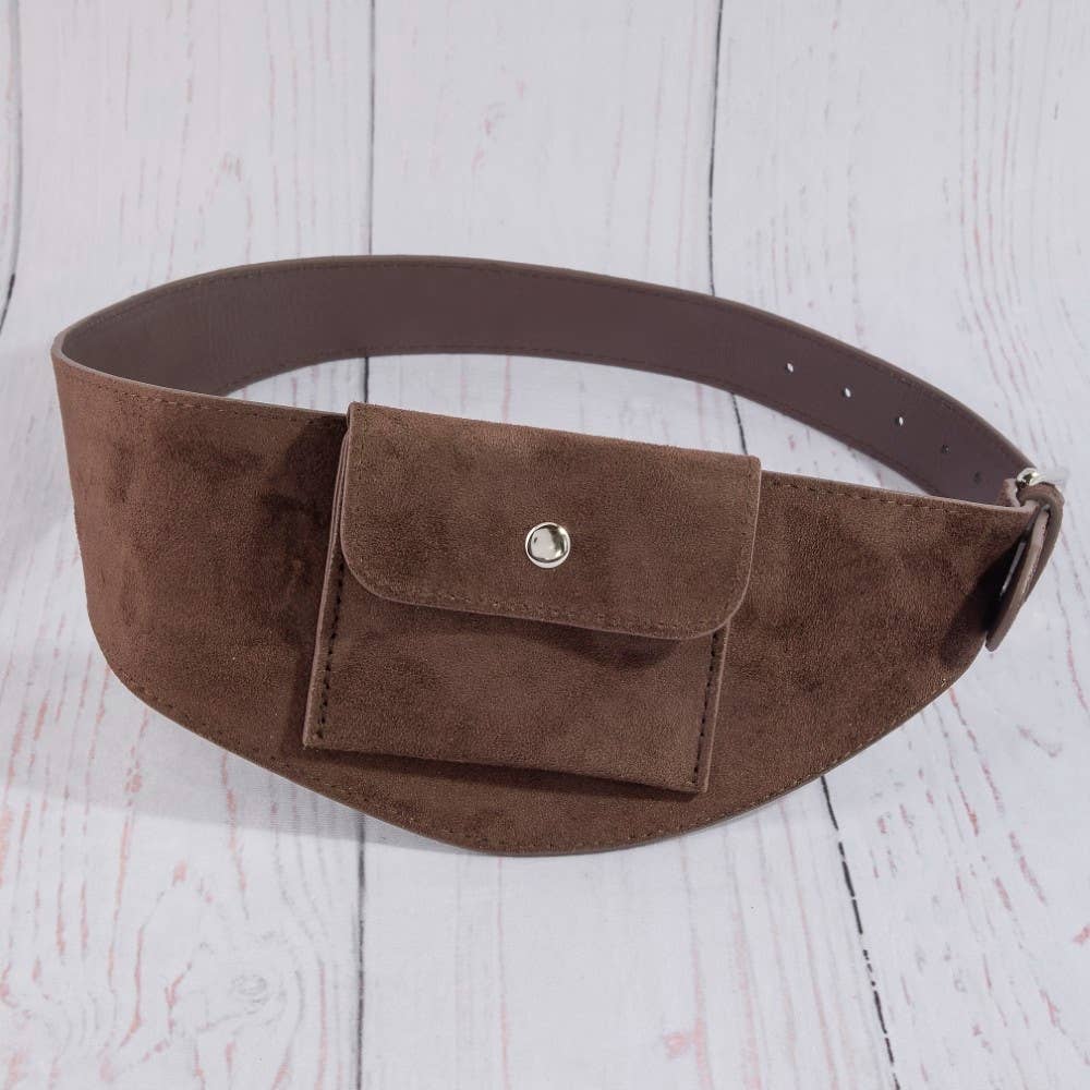Vegan Leather Front Snap Pocket Belt