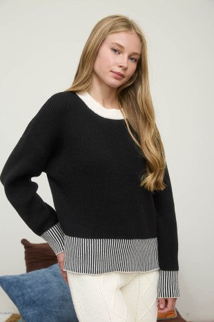 Contrast Stripe Hem Sweater