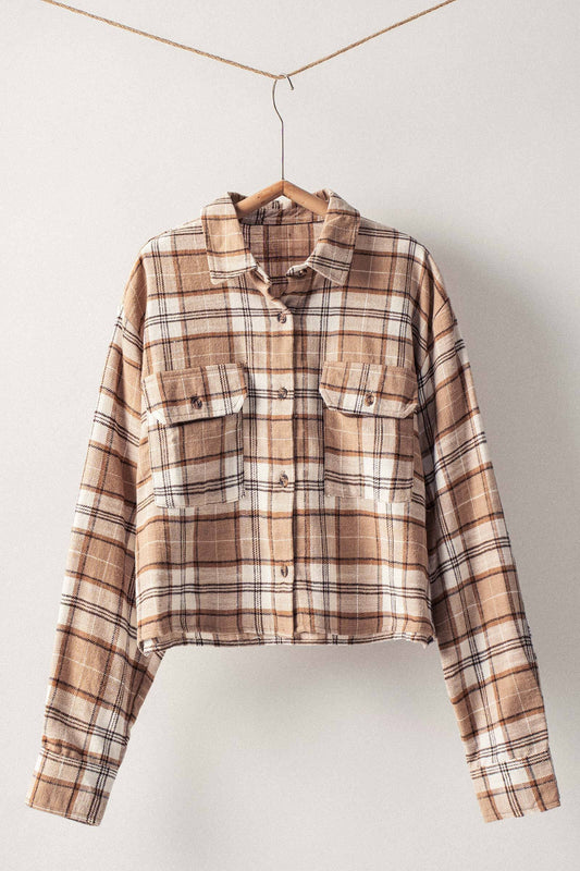 Plaid Cropped Flannel Shirt