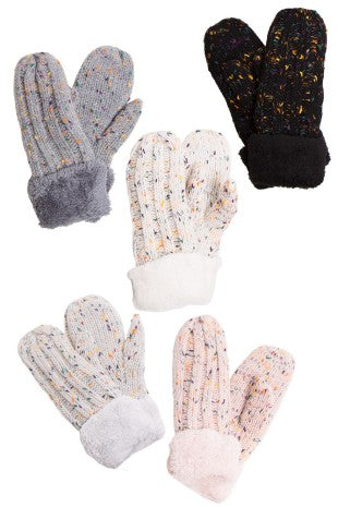 Confetti Knit Fleece Cuff Mittens