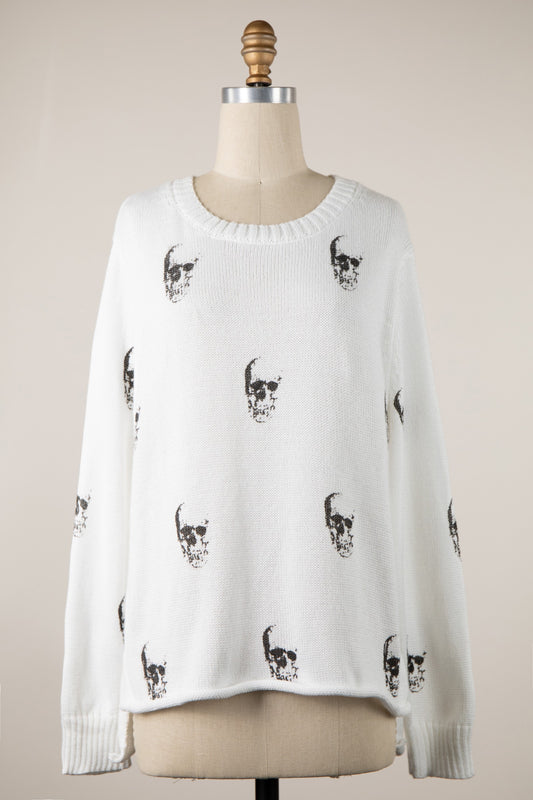 Lightweight Skull Print Sweater