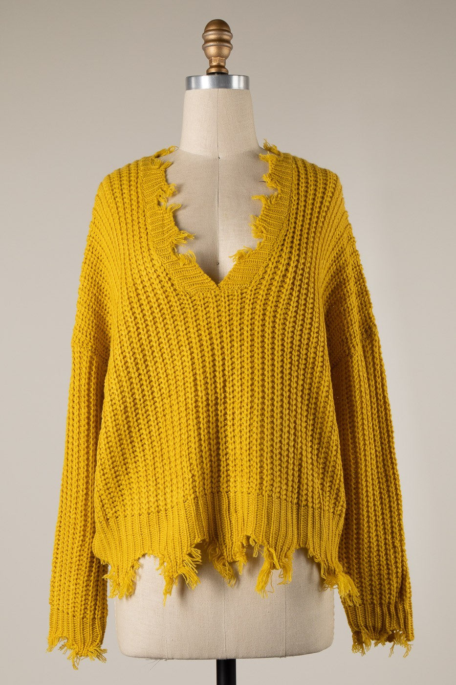 Distressed V-Neck Sweater